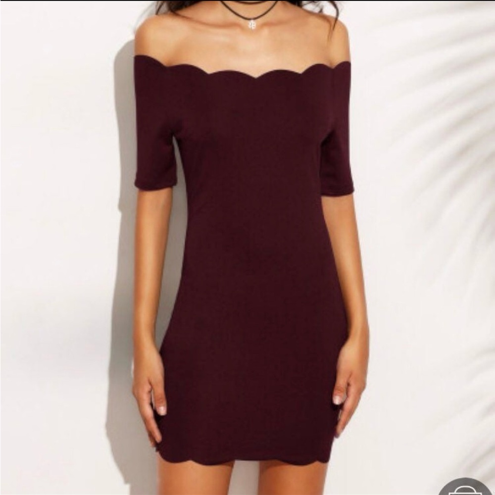 Elegant Off-Shoulder Burgundy Dress